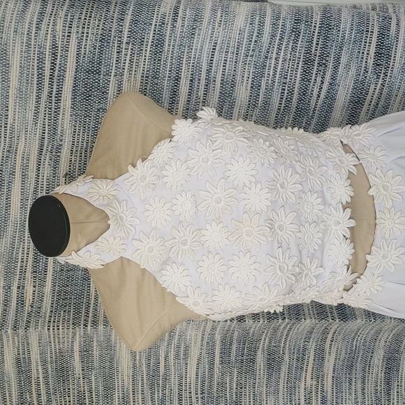 Pants - Vintage White Jumpsuit Flower details